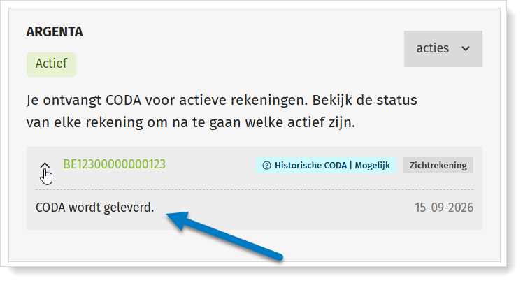 Rekeningstatus in MyCodabox