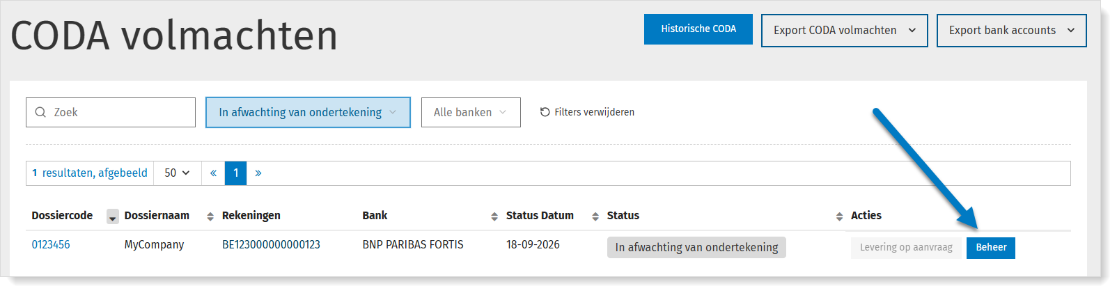 Een CODA-mandaat beheren via MyCodabox