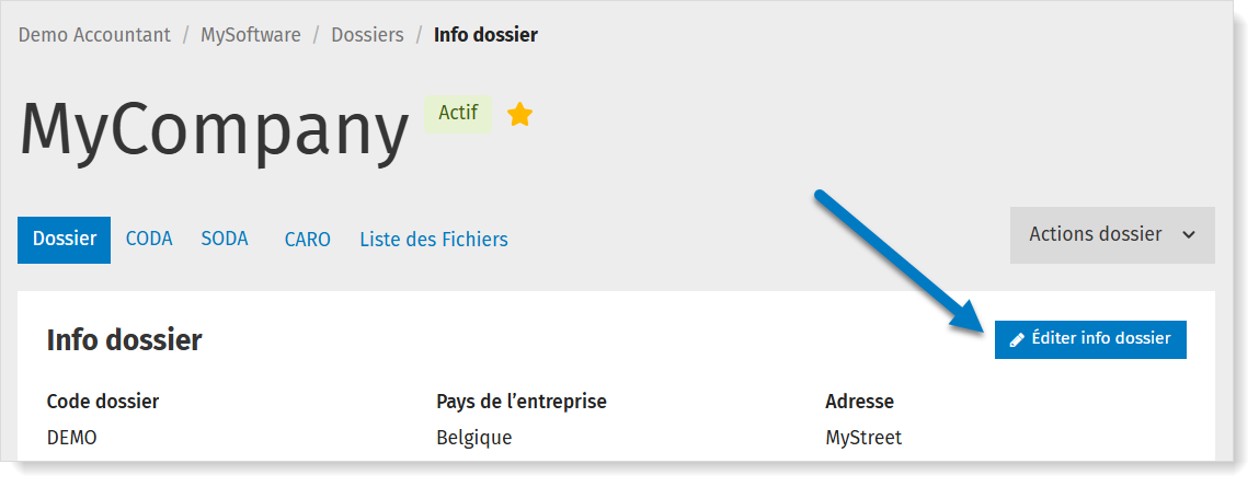 Accéder aux données d'un dossier dans MyCodabox et les adapter