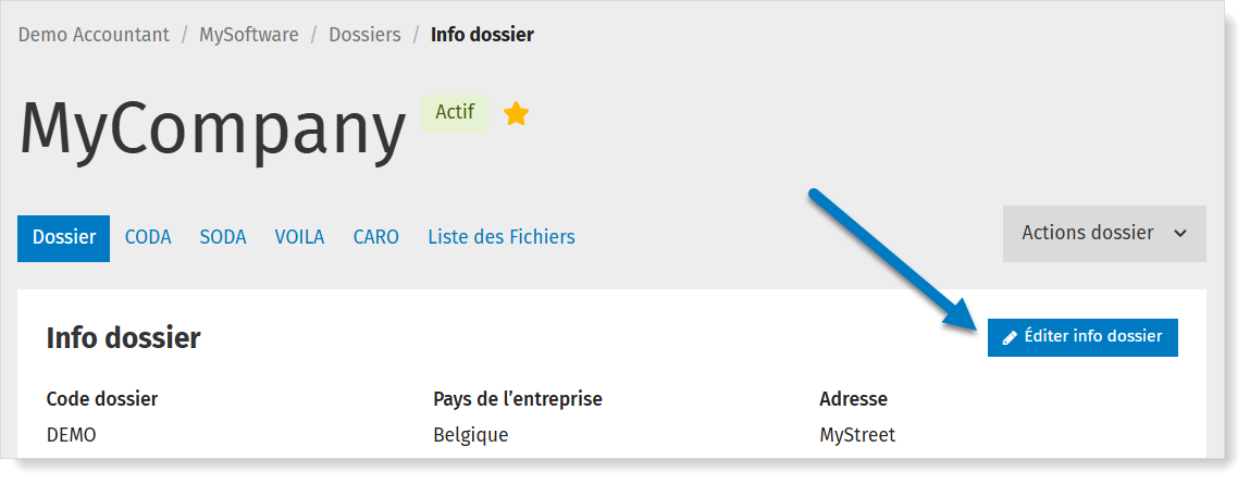 Accéder aux données d'un dossier dans MyCodabox et les adapter