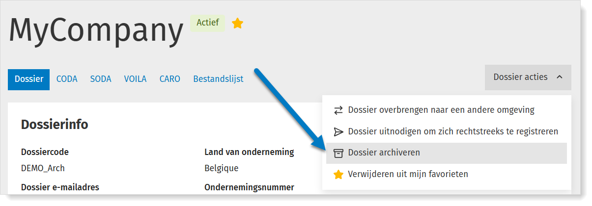 Dossier archiveren