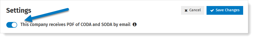 Select the option in MyCodaBox to send PDF of CODA and SODA to the client
