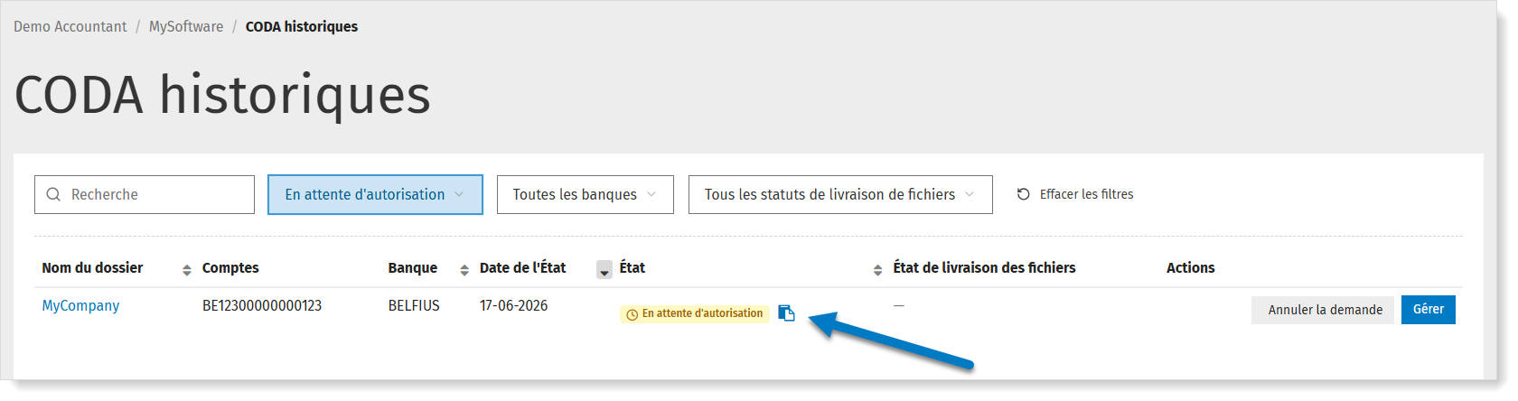 Copier le lien de signature pour contacter le titulaire du compte