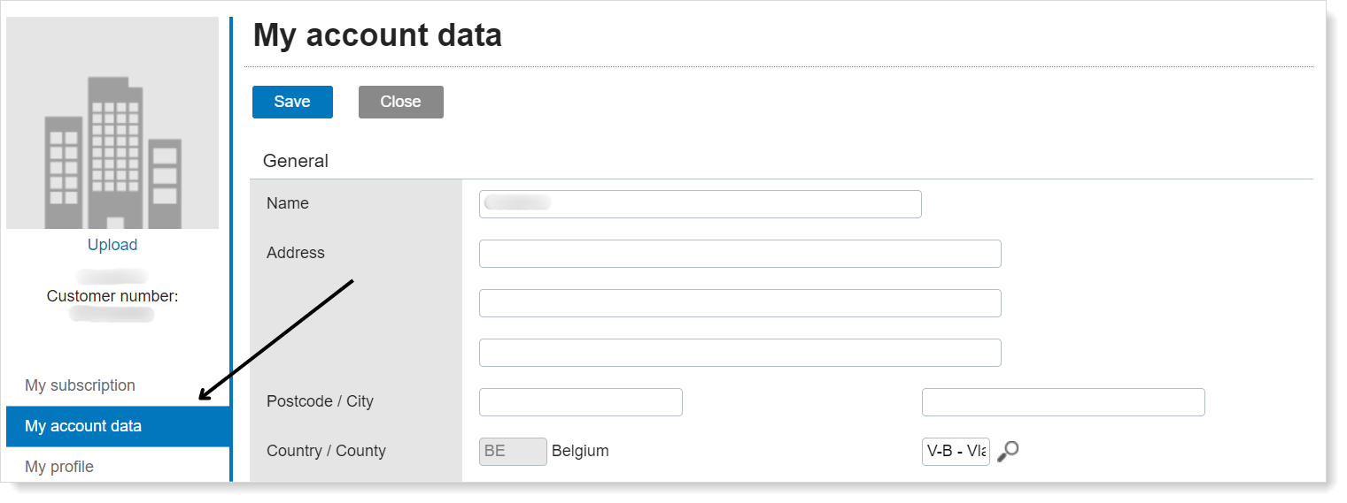 Exact Online - My account data