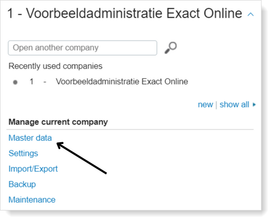 Exact Online - master data