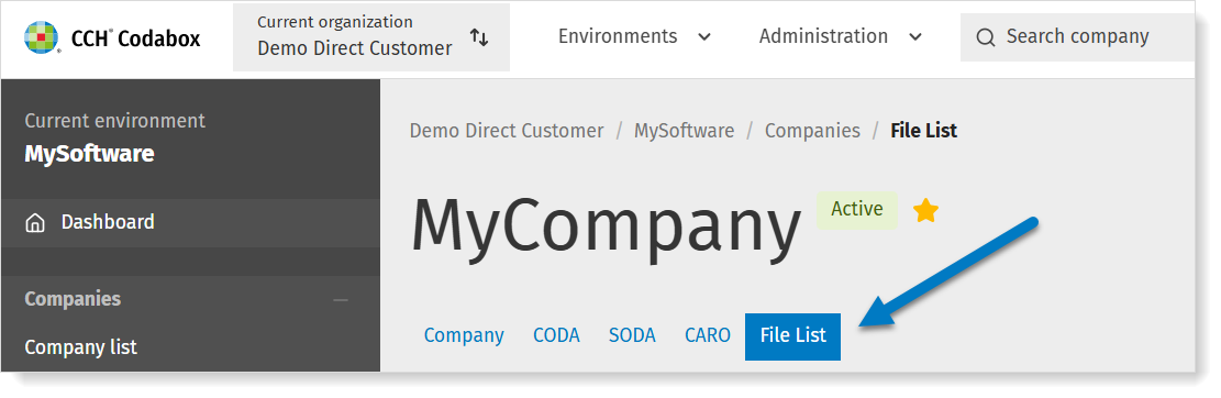The button File List in MyCodabox