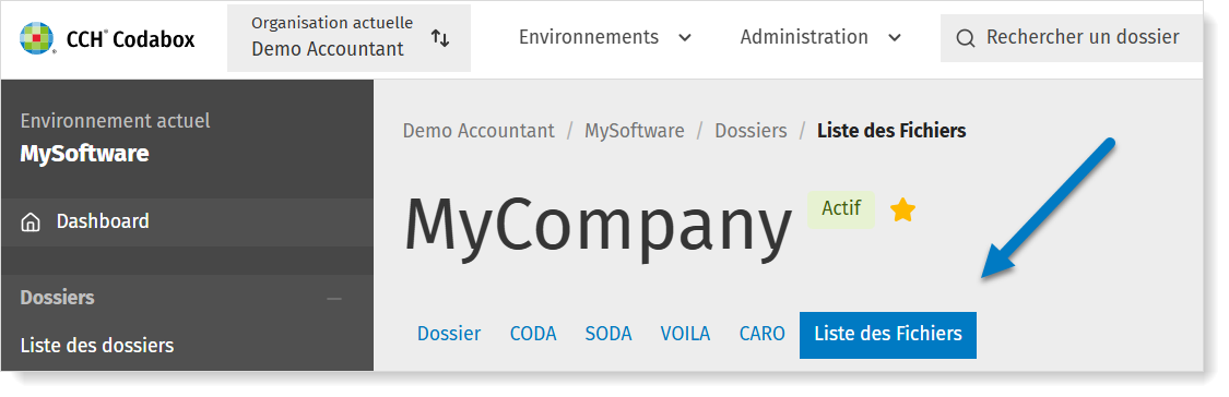 Le bouton Liste des Fichiers dans MyCodabox