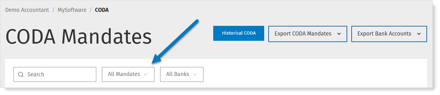 Filter CODA mandates on status