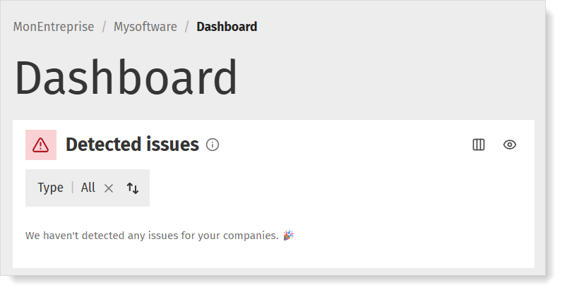 Dashboard detected issues