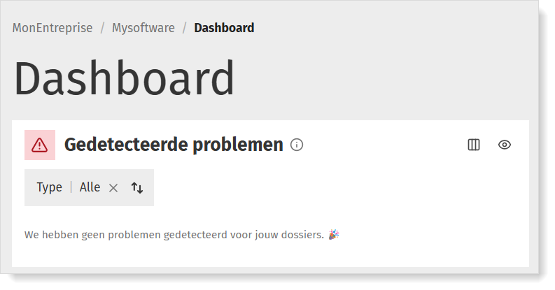 Dashboard gedetecteerde problemen