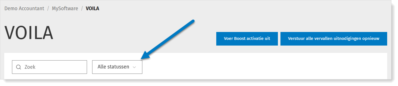 VOILA aanvragen filteren op status