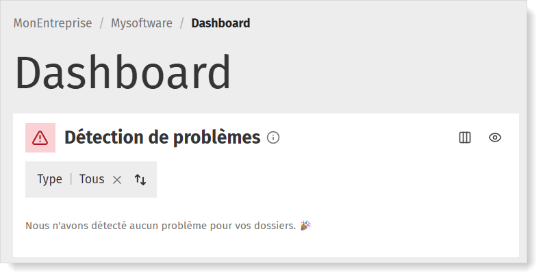 Dashboard détection de problèmes