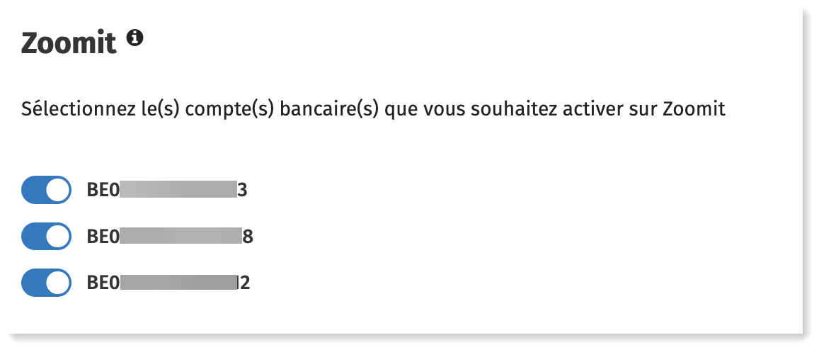 Sélection des comptes Zoomit