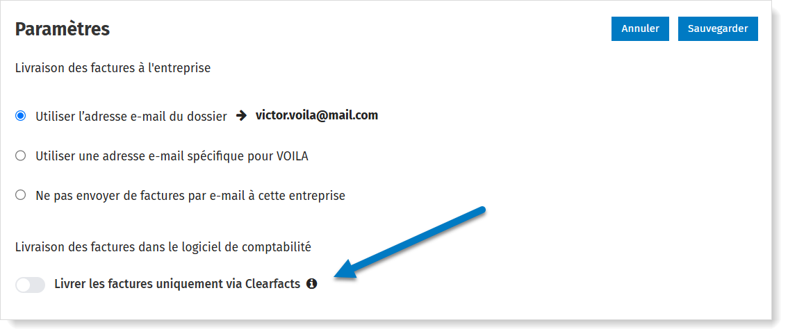 Livraison VOILA uniquement via Clearfacts