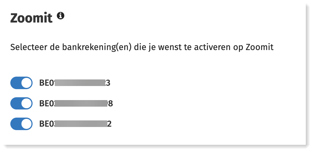 Zoomit bankrekeningen