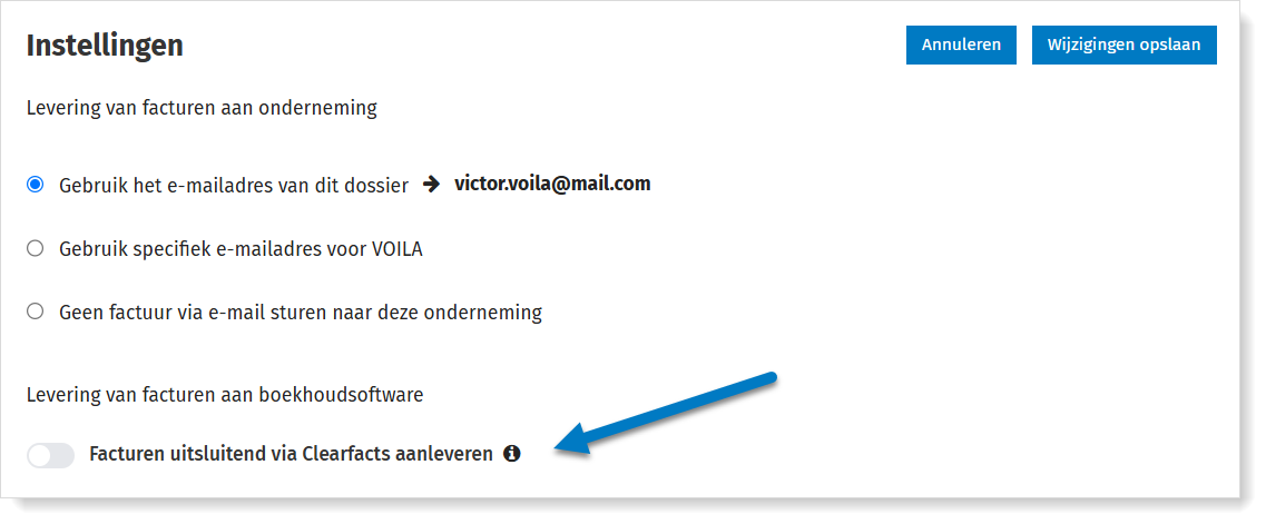 Levering enkel via Clearfacts
