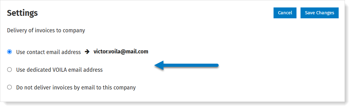 VOILA email settings