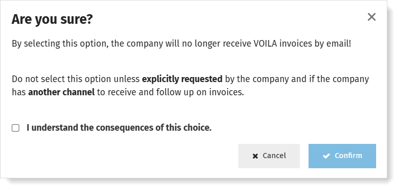 Confirm the setting: no email to company