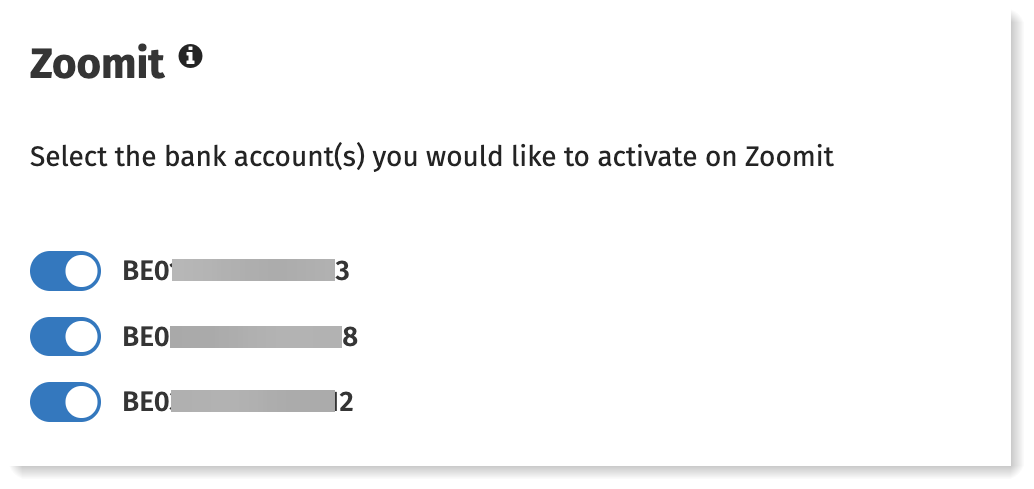 Select Zoomit bank accounts
