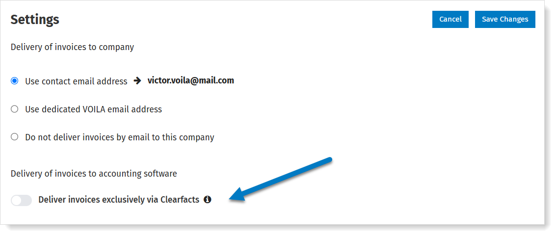 VOILA delivery only via Clearfacts