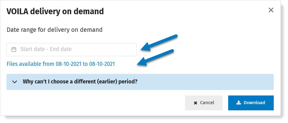 VOILA delivery: choose the period