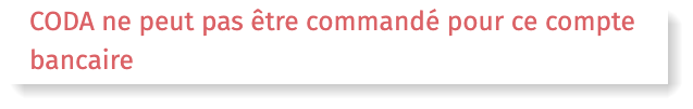 Message: CODA ne peut pas être commandé