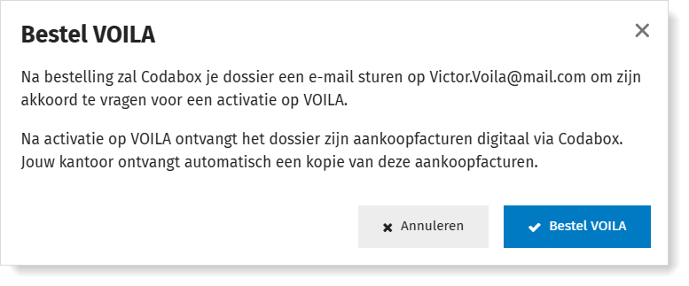 Bestel VOILA voor 1 klant via MyCodabox