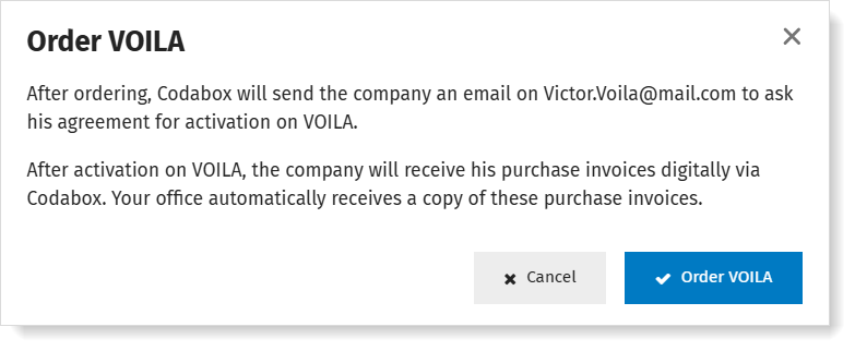 Order VOILA for 1 client via MyCodabox