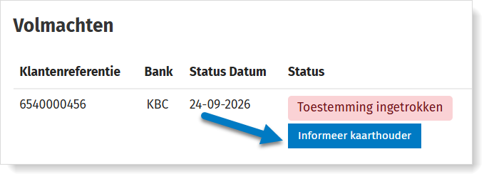 CARO voor KBC - toestemming ingetrokken: informeer de kaarthouder
