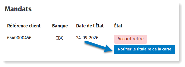 CARO pour KBC - accord retiré : informer le titulaire de la carte