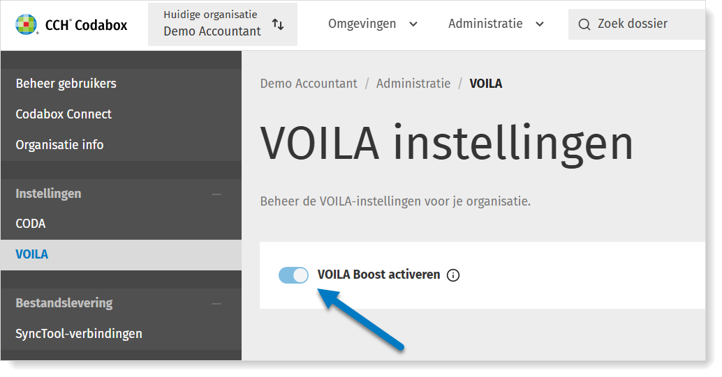 Schakelaar: VOILA Boost activeren