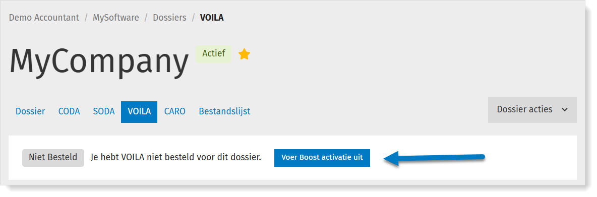 VOILA activeren via Boost voor 1 klant in MyCodabox