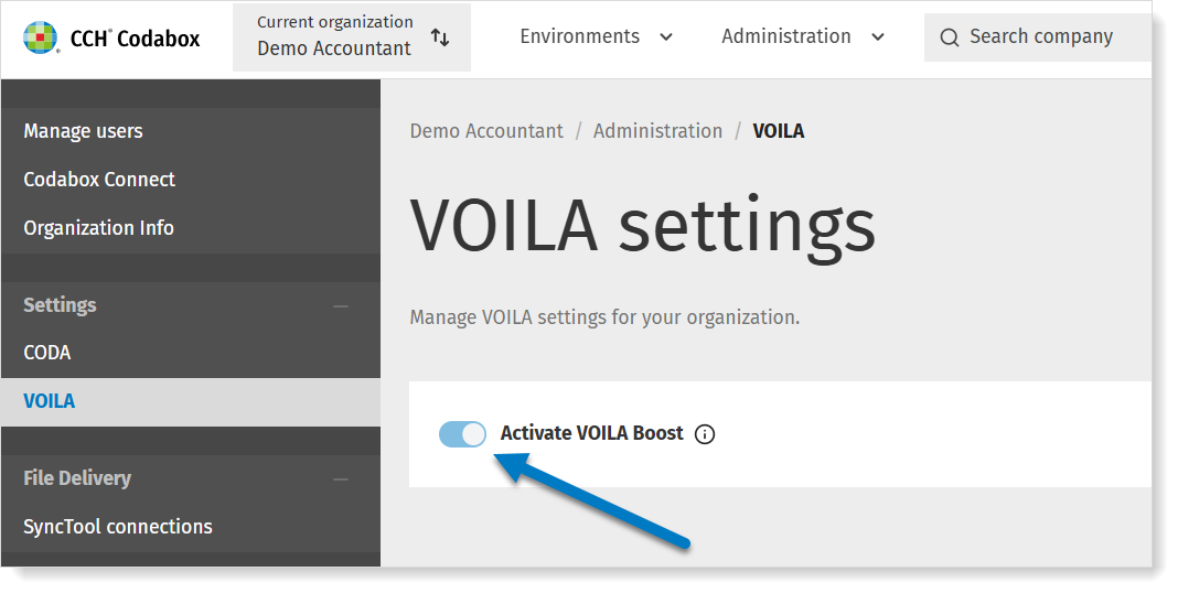 Toggle: enable VOILA Boost for your organization