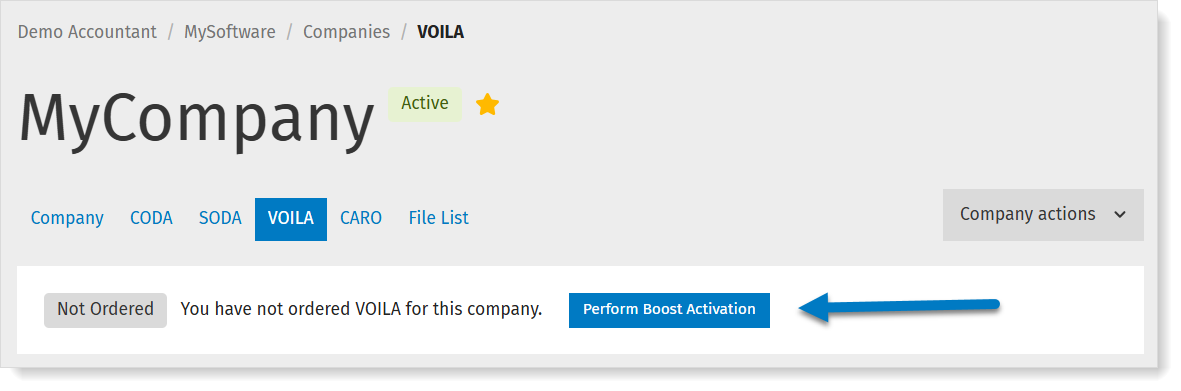 Activate VOILA via Boost for 1 client in MyCodabox