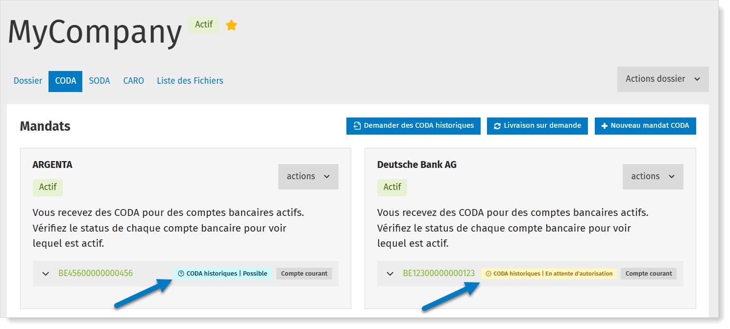 Plus d'infos sur les possibilités des CODA historiques
