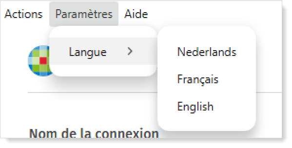 Menu SyncTool Paramètres