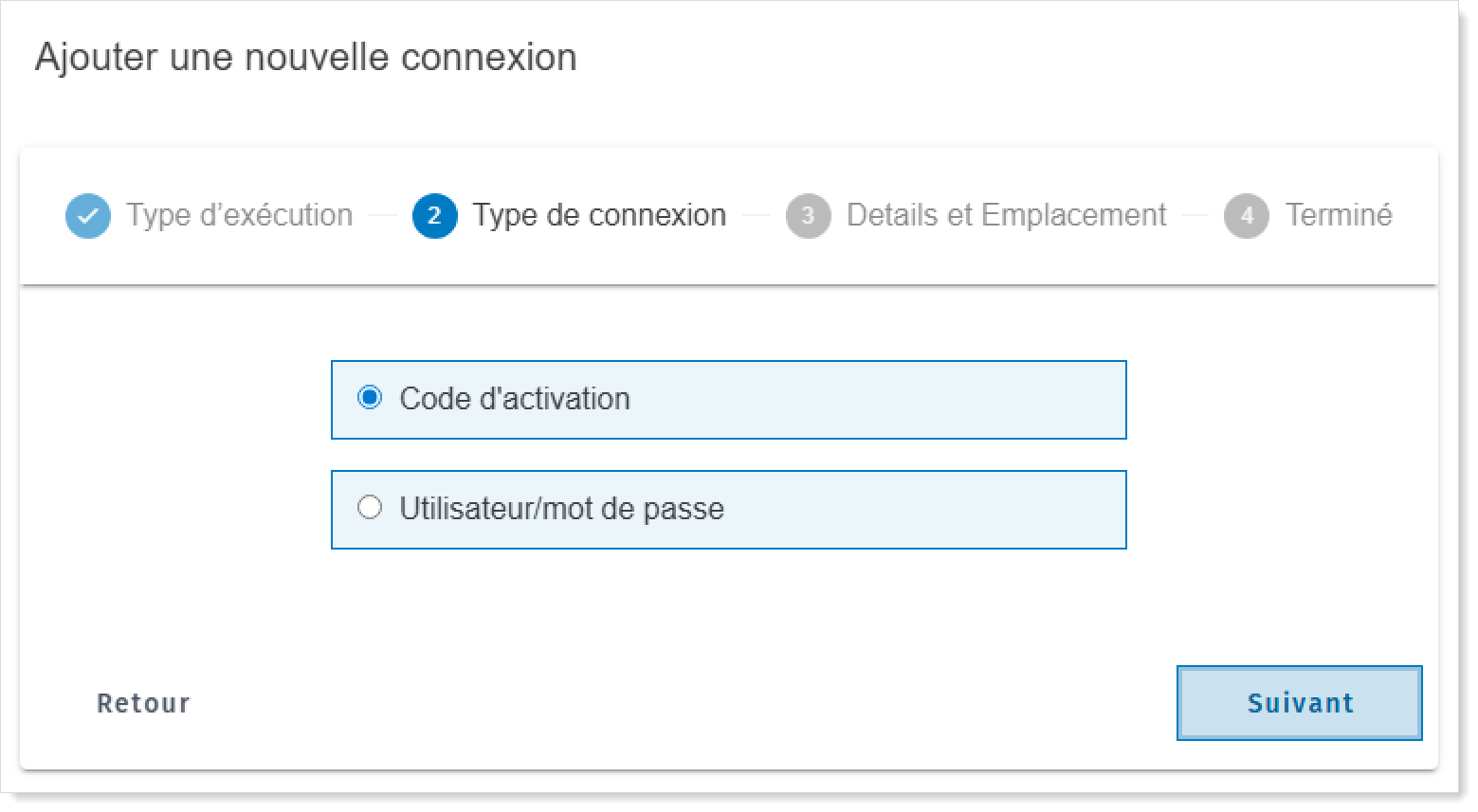 Type de connexion