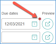 Red asterisk indicating due dates different then the chapter level due date.