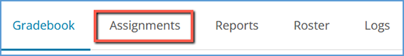 Assignments tab location in the instructor gradebook.