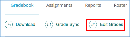 Edit Grades option in the instructor gradebook.