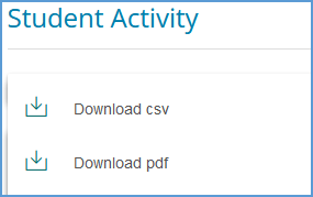 Student Activity download format options.