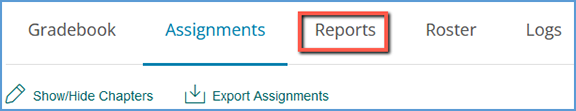 Instructor Gradebook with the Reports tab highlighted.