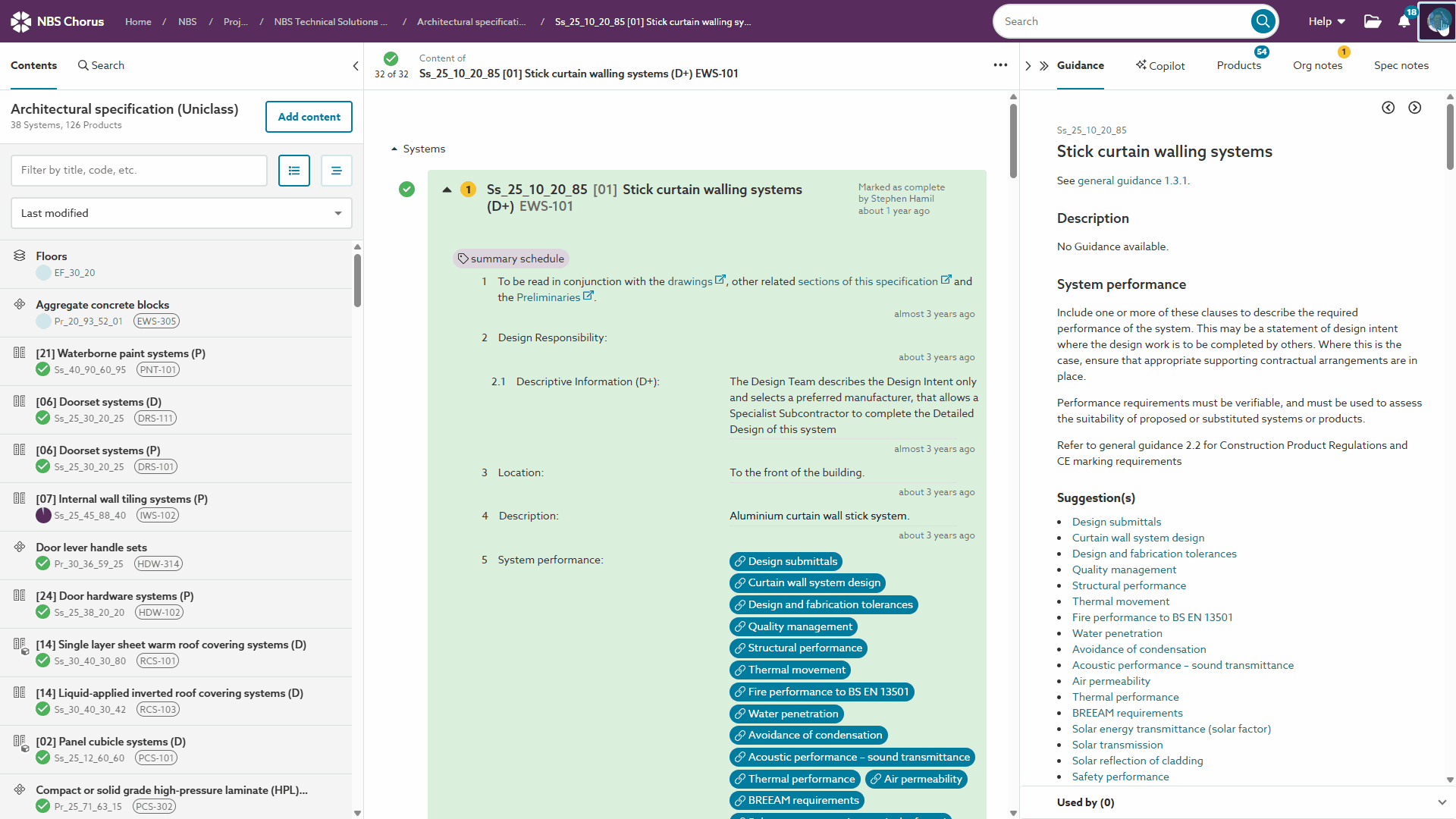 Screen capture of the 'Compact view' in the specification editor.