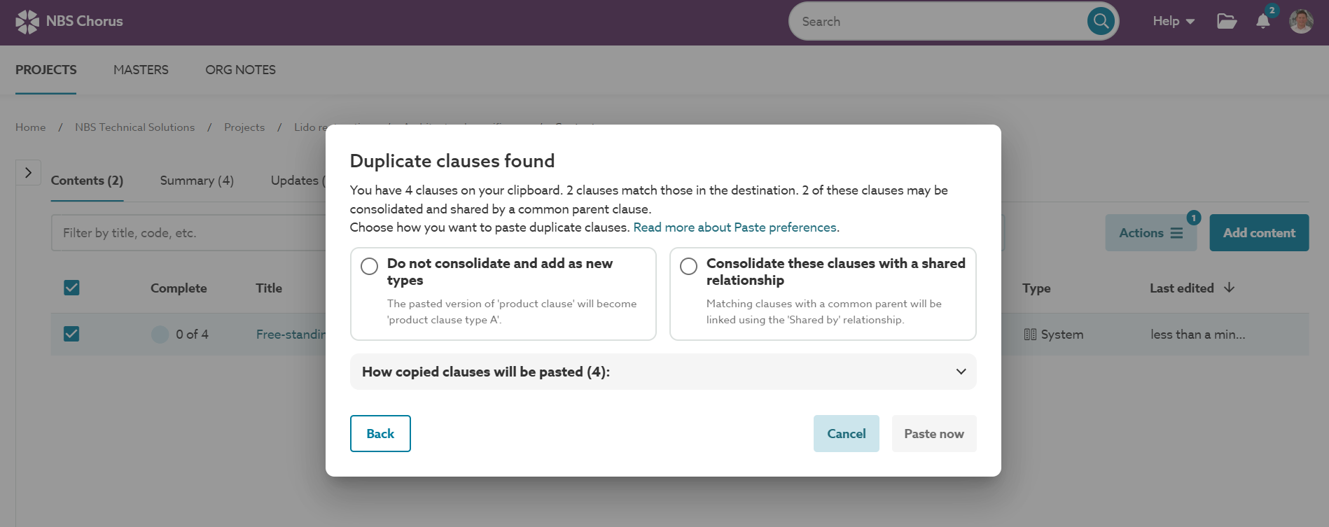A screenshot of the ‘Duplicate clauses found’ option.