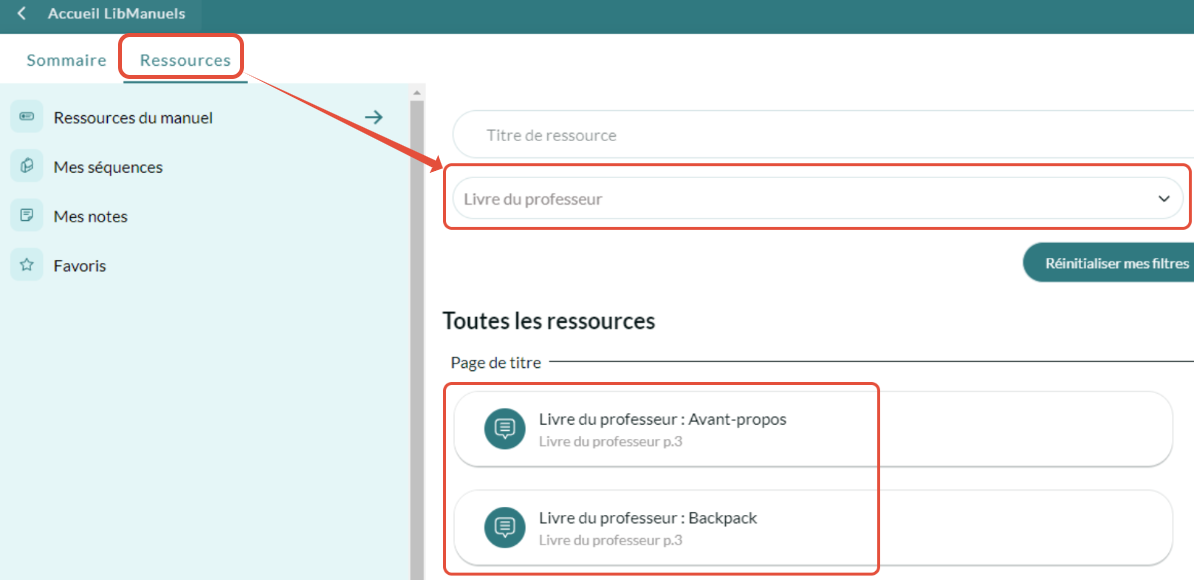 Filtrer les ressources par type