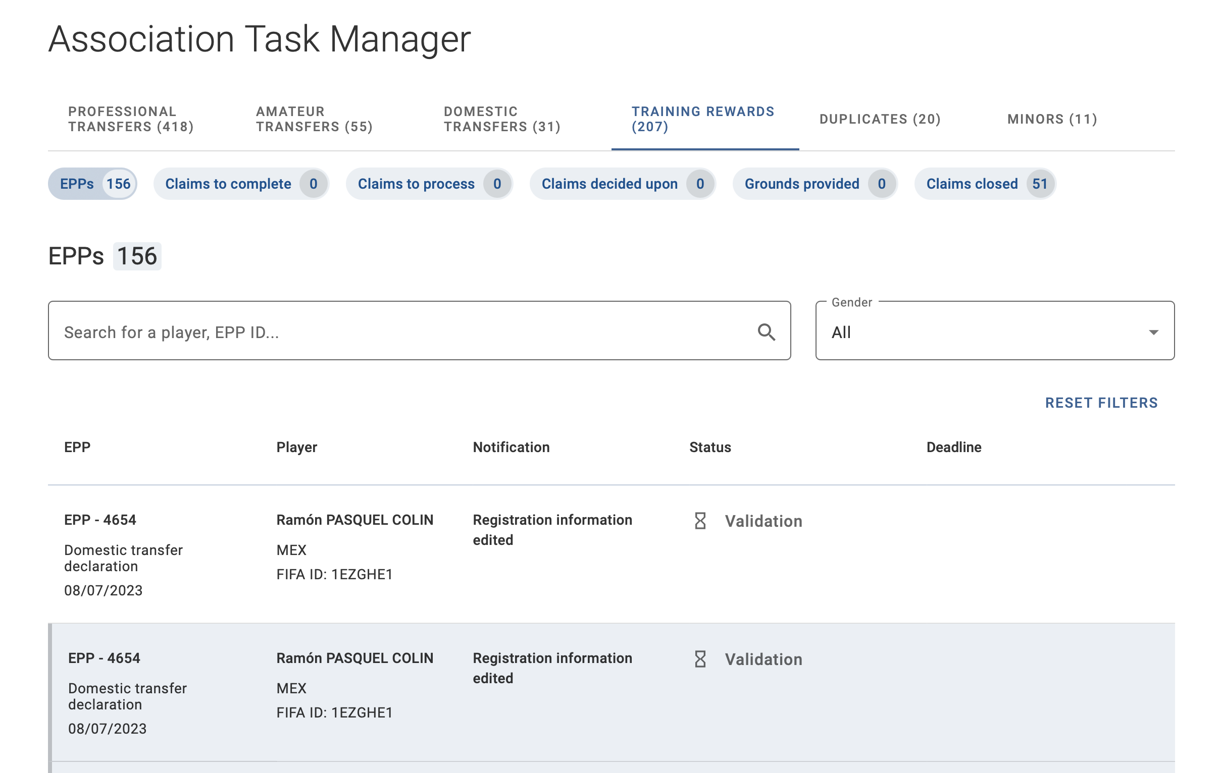 Registration information edited notification