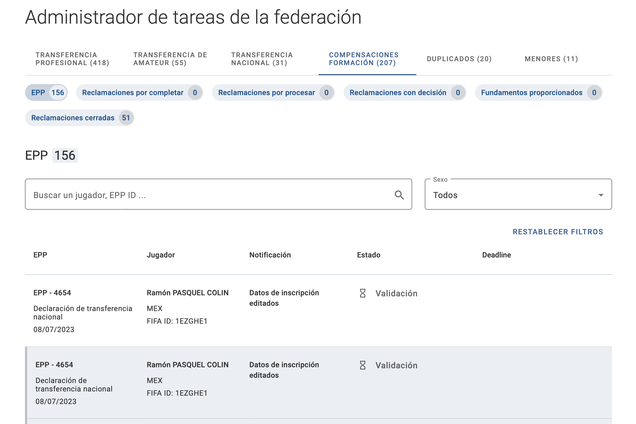 Notificación de datos de inscripción editados