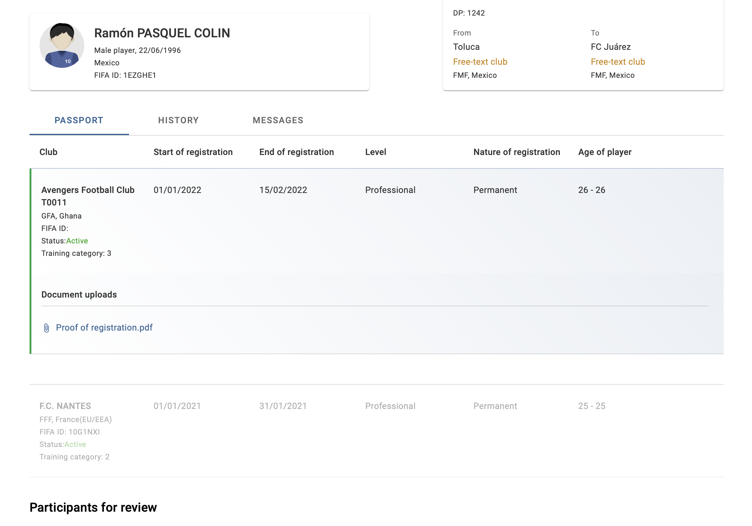 EPP registration entry highlighted after opening the notification