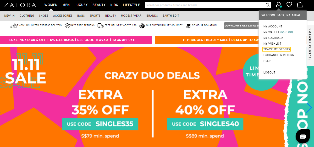 Change or Cancel an Order Zalora Singapore