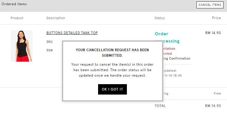Change or Cancel an Order Zalora Malaysia